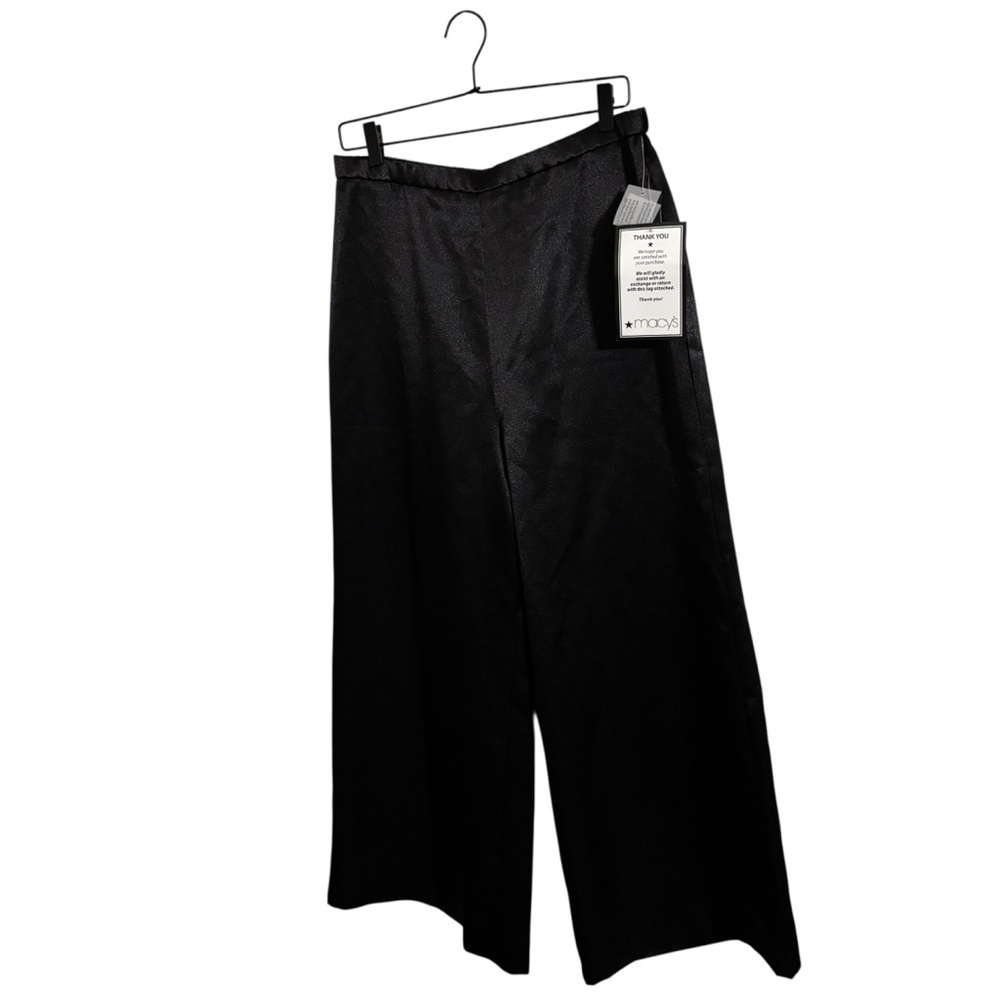 Alex Evenings Black Shiny Wide Leg Pants Women’s Large Petite NWT